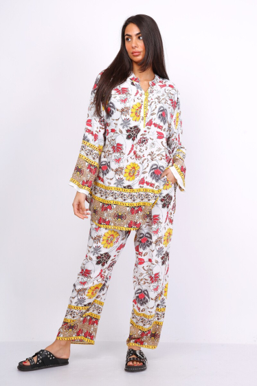 Wholesaler Lusa Mode - Fluid and comfortable printed elastic tunic and pants set