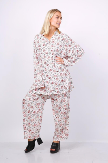 Wholesaler Lusa Mode - Fluid and comfortable printed elastic tunic and pants set