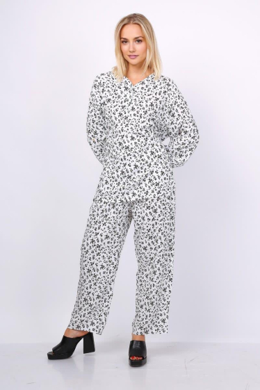 Wholesaler Lusa Mode - Fluid and comfortable printed elastic tunic and pants set