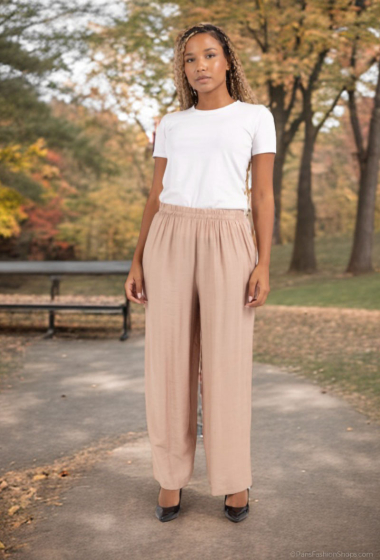 Wholesaler Lusa Mode - Plain pants with pockets in linen-like fabric