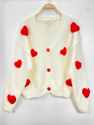 Wholesaler LUZABELLE - ROMANTIC 3D HEART KNIT CARDIGAN