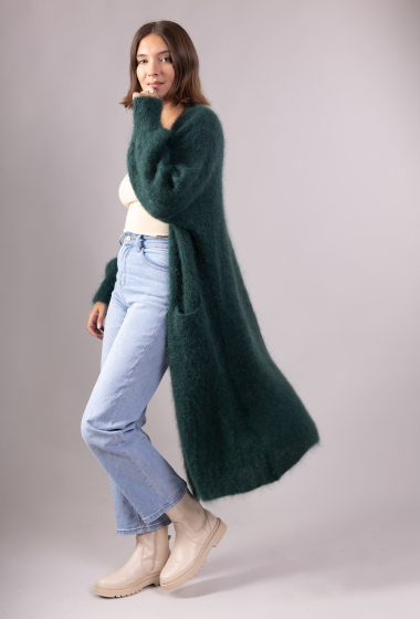 Wholesaler Maëlys Paris - Long open cardigan in fluffy mohair