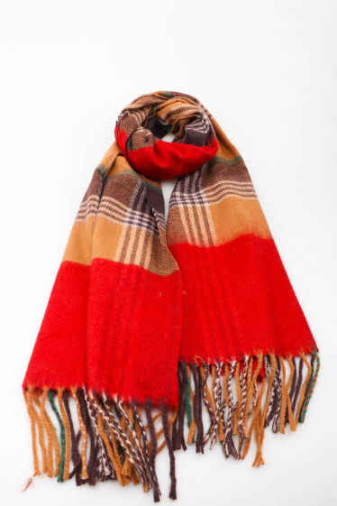 Wholesaler MAR&CO Accessoires - Colorful long checked scarf with fringes