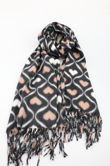 Grossiste MAR&CO Accessoires - foulard douce hiver imprimé cœur