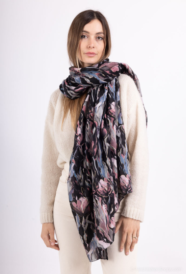 Grossiste MAR&CO Accessoires - Foulard imprimé fleur avec dorure