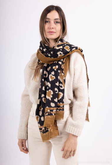 Grossiste MAR&CO Accessoires - Foulard imprimé leopard brillant doré