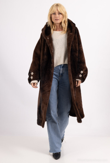 Wholesaler MAR&CO Accessoires - Long faux fur coat with mink effect hood