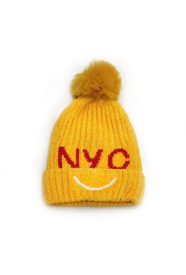 Grossiste Maromax - Bonnet nyc smile avec pompon