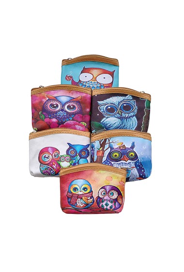 Grossiste Maromax - Petit porte monnaie zip hibou