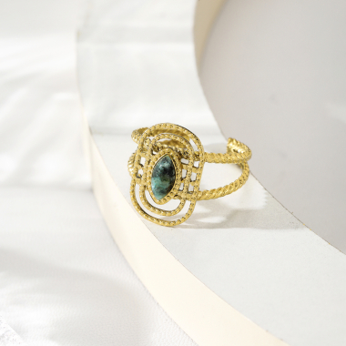 Wholesaler Eclat Paris - Golden Ring With African Green Stone