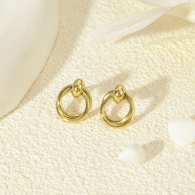 Wholesaler Eclat Paris - Gold Double Circle Stud Earrings