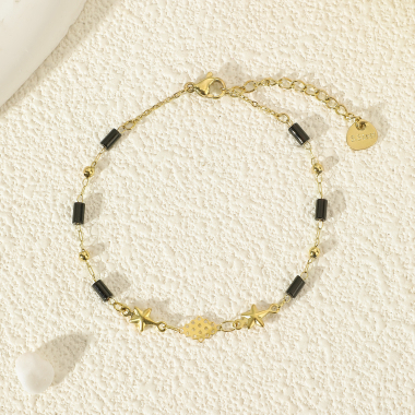 Wholesaler Eclat Paris - Gold Bracelet Multi Black Beads