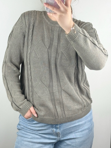 Wholesaler M&D FASHION - Washed denim effect sweater with twisted details