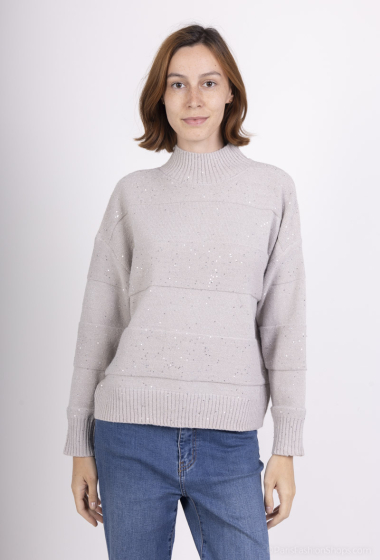 Grossiste M&D FASHION - Pull épais à col montant pour femme avec détails scintillants