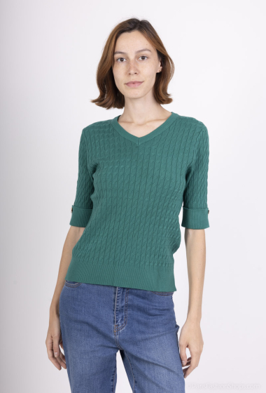 Wholesaler M&D FASHION - Twisted half-sleeve V-neck sweater