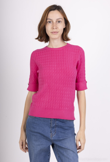 Grossiste M&D FASHION - Pull torsadé manches mi longues en col rond