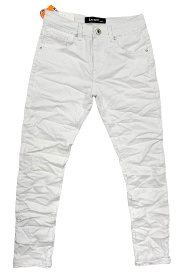 Grossiste Mentex Homme - Jean homme blanc uni slim effet plissé