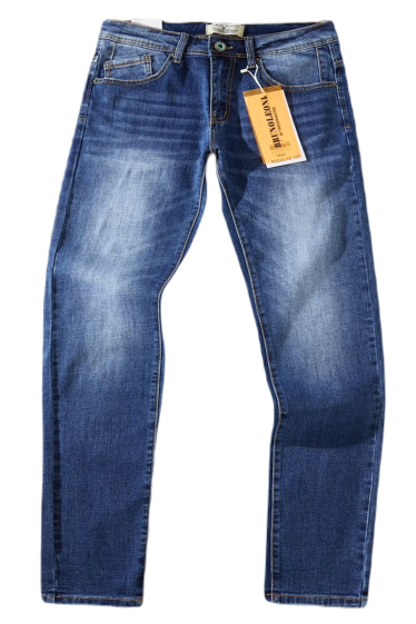 Großhändler Mentex Homme - Gerade geschnittene blaue Herrenjeans mit verblasstem Effekt