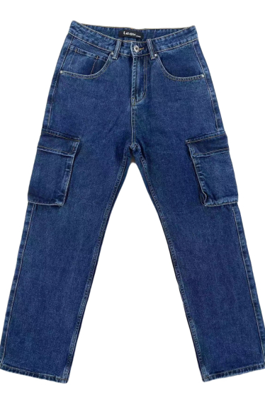 Großhändler Mentex Homme - Blaue, gerade Herrenjeans im Cargo-Stil