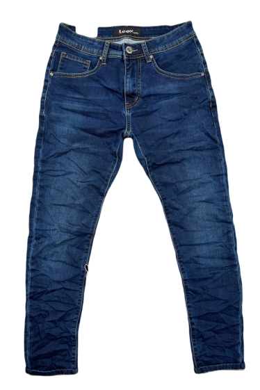 Grossiste Mentex Homme - Jean homme bleu slim effet délavé plissé