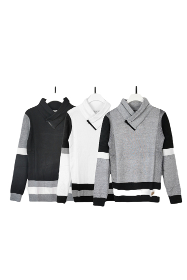 Wholesaler Mentex Homme - Long sleeve shawl collar striped sweater