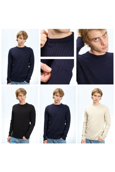 Wholesaler Mentex Homme - Men's plain round neck long sleeve sweater