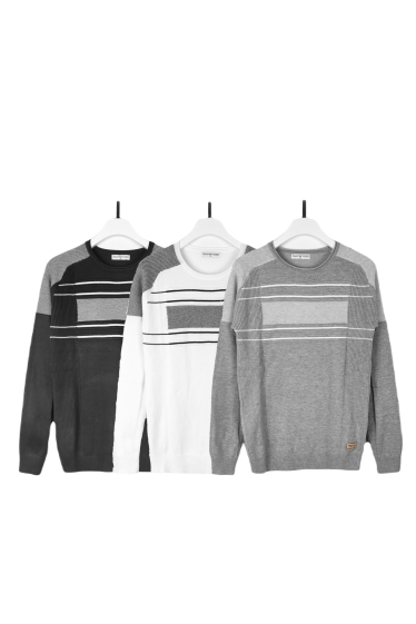 Wholesaler Mentex Homme - Multi-textured round neck long sleeve sweater