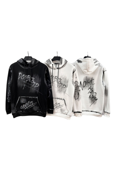 Wholesaler Mentex Homme - Plain hooded sweatshirt with pattern/graffiti