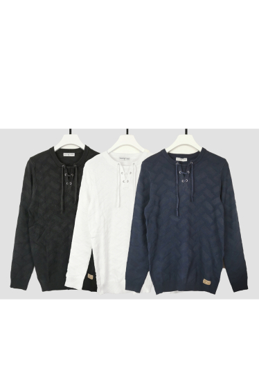 Wholesaler Mentex Homme - Plain round neck long sleeve sweater with pattern