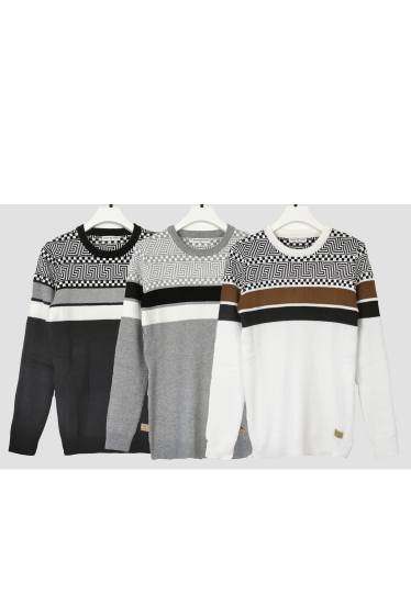 Wholesaler Mentex Homme - Plain round neck long sleeve sweater with pattern