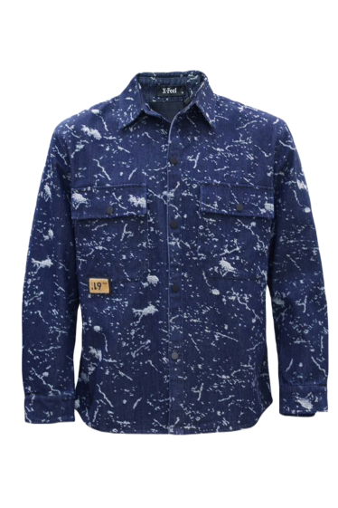 Wholesaler Mentex Homme - Blue overshirt with stained effect