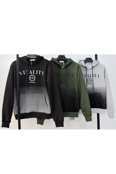 Wholesaler Mentex Homme - Two-tone hooded sweatshirt with “VITALITY” pattern