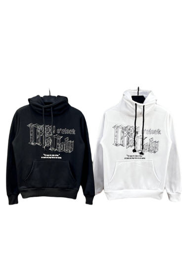 Großhändler Mentex Homme - Einfarbiges Herren-Sweatshirt mit Kapuze und Graffiti-Muster