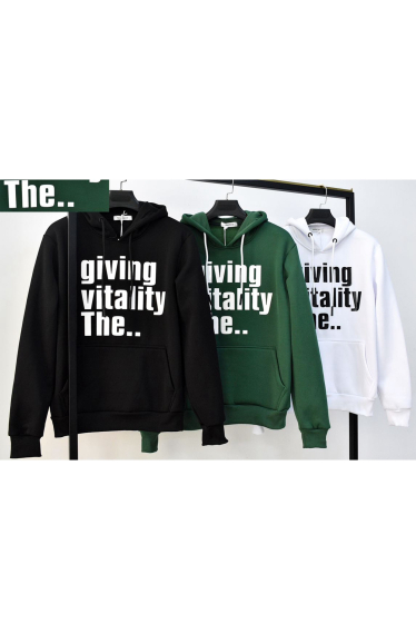 Wholesaler Mentex Homme - Plain hooded sweatshirt with “GIVING VITALITY THE” pattern