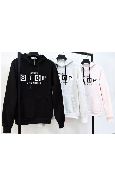 Großhändler Mentex Homme - Schlichtes Kapuzensweatshirt mit „NEVER STOP DREAMING“-Muster