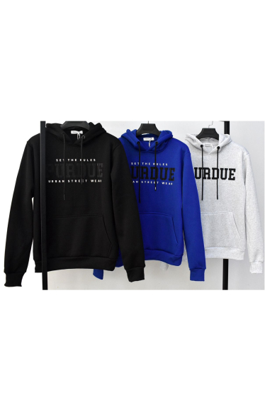 Wholesaler Mentex Homme - Plain hooded sweatshirt with “PURDUE” pattern