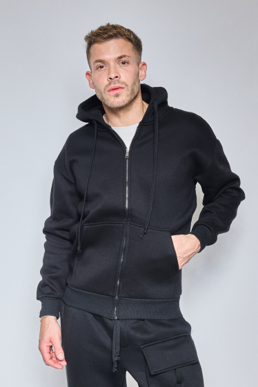 Großhändler Mentex Homme - EINFACHES HERREN-SWEATSHIRT AUS BAUMWOLLE MIT KAPUZE MIT REISSVERSCHLUSS