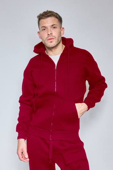 Wholesaler Mentex Homme - MEN'S PLAIN COTTON SWEATSHIRT WITH HOODED ZIP