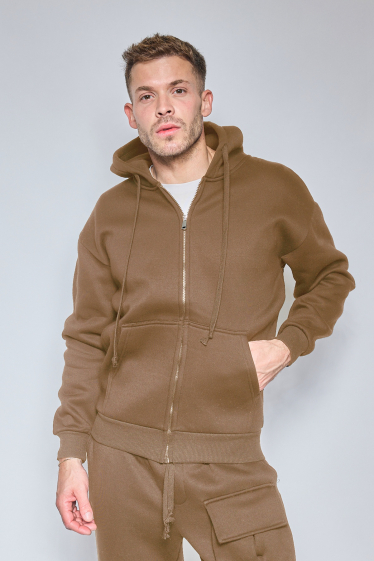 Wholesaler Mentex Homme - MEN'S PLAIN COTTON SWEATSHIRT WITH HOODED ZIP