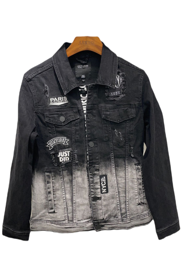 Wholesaler Mentex Homme - PARIS NEWYORK washed effect denim jacket