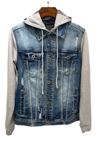 Wholesaler Mentex Homme - Washed-effect hoodie-style denim jacket