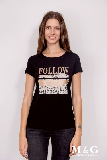 Grossiste M&G MONOGRAM - T-shirt à imprimé avec paillettes "Follow Your Dreams"