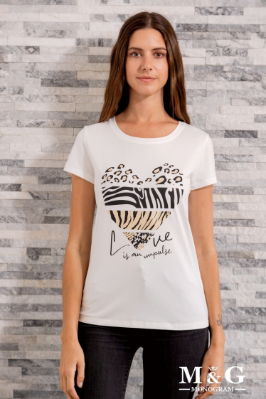 Großhändler M&G MONOGRAM - T-Shirt mit Pailletten-Print „Love Is Impulse“.