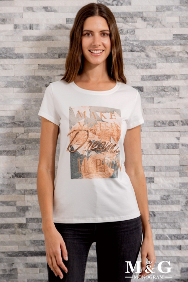 Großhändler M&G MONOGRAM - „Make Your Dreams Happen“-T-Shirt mit Pailletten-Print