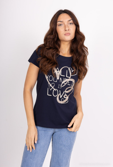 Großhändler M&G MONOGRAM - „All You Need Is Love“-T-Shirt mit glitzerndem Herz-Print