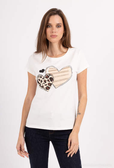 Grossiste M&G MONOGRAM - T-shirt à imprimé cœurs avec paillettes