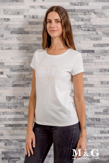 Großhändler M&G MONOGRAM - „Joyful“ besticktes T-Shirt