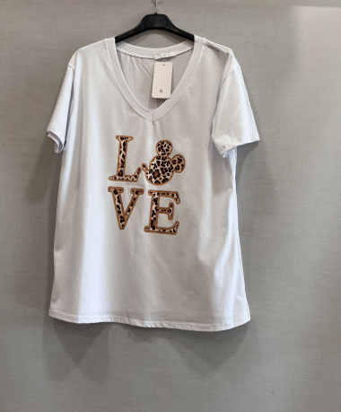 Grossiste Mily - T SHIRT COL V GRANDE TAILLE LOVE