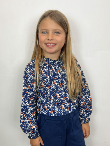 Grossiste Mini Mignon Paris - Blouse fleurie à volants pour fille