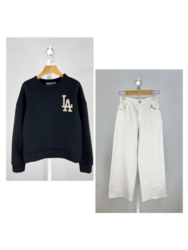 Großhändler Mini Mignon Paris - Set aus sehr dickem Sweatshirt und weiter Hose für Mädchen